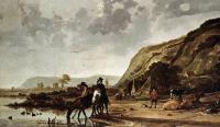 Aelbert Cuyp - Large River Landscape With Horsemen